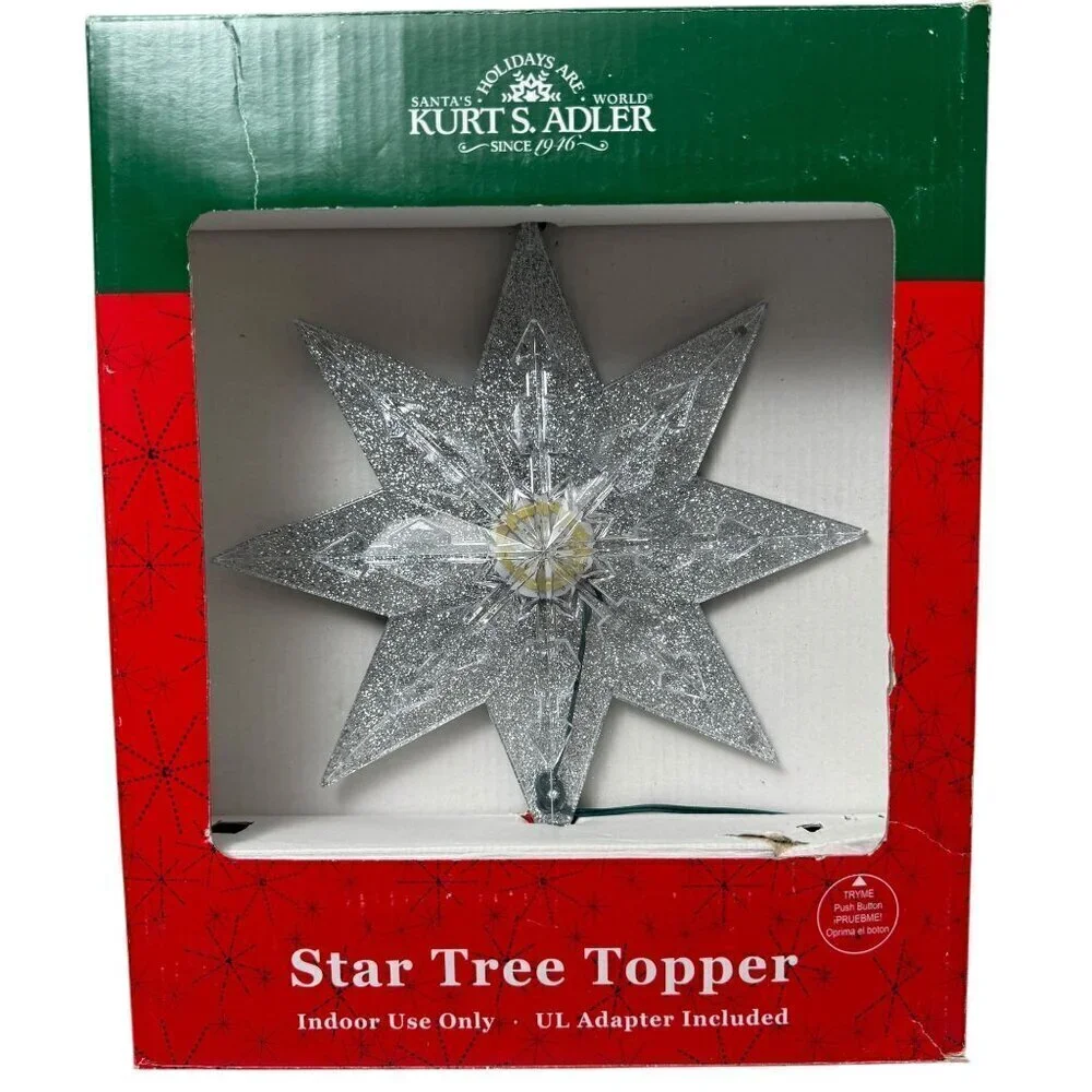 KURT ADLER Star Tree Topper Light Up Christmas Decor 8